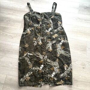 NWT Womens Olive Mossy Oak Color Camouflage Mini Denim Dress Size 2X - XXL